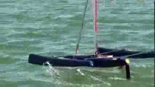 Fast hydrofoiling sailing with RC Multihull [upl. by Pease]