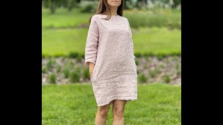 DIY linen tunic dress tutorial  no pattern needed [upl. by Loos610]