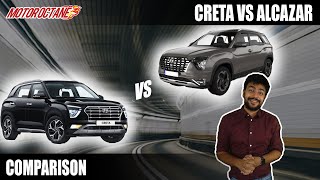 Hyundai Creta vs Alcazar Quick Comparison [upl. by Lotta]