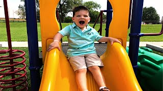 BEST PLAYGROUND PARK EVER Caleb Plays at The Fun Outdoor Playground and Splash Pad for Kids [upl. by Hsotnas]