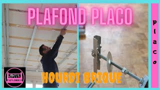 COMMENT POSER UN PLAFOND PLACO SOUS HOURDI BRIQUE EN SUSPENTE BASCULE [upl. by Rennie]