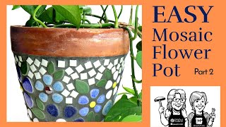 Continuing the DIY Mosaic Ceramic Flower Pot Part 2 with Grouting Guide Included [upl. by Bashuk]