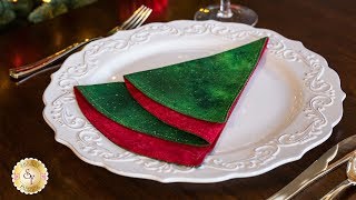 Simple DIY Folded Christmas Tree Napkin  Shabby Fabrics Tutorials [upl. by Neerac]