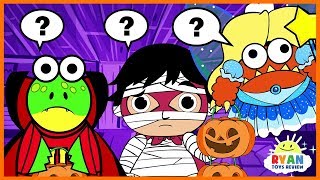 Trick or treating on halloween in haunted House with Ryan  Cartoon animation for Kids [upl. by Nevet944]