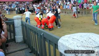 Palio di Siena incidenti 30 giugno 2014 practice accident [upl. by Leagiba]