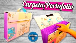 DIY  CarpetaPortafolio Reciclando Cartón  PumitaNegraArt🐾 [upl. by Sillsby]