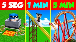 CONSTRUIMOS EL PARQUE DE ATRACCIONES MÁS PELIGROSO 😂⏰ EN 5 SEGUNDOS VS 1 MIN VS 5 MIN 🎢 MINECRAFT [upl. by Annaesor101]