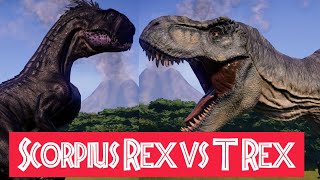 Scorpius Rex vs TyrannosaurusRex  JurassicWorldEvolution 4K [upl. by Jereld546]