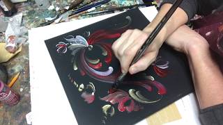 Rosemaling Freehand tutorial Lise Lorentzen ASMR [upl. by Marden]