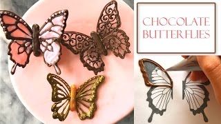 How to Make Chocolate Butterflies  Piped Filigree Designs [upl. by Wilkison]