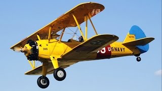 Boeing Stearman Biplane  Airshow Display Flight  AFW2014  Takeoff Aerobatics amp Landing [upl. by Navillus674]