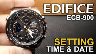 Casio Edifice ECB900  Setting Time and Date Tutorial [upl. by Slosberg71]