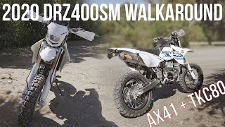 DRZ400SM  Adventure Hooligan Build  TKC80  AX41 Tyre Review  Bike Walk Around [upl. by Valry501]