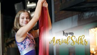 Gymnast Tries Aerial Silks Kyra SGG [upl. by Rehpotisrhc]