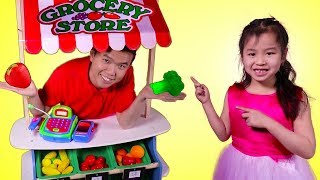 Jannie Buy Kitchen Toys Vegetables from The Supermarket – Fun Pretend Play [upl. by Ihskaneem]