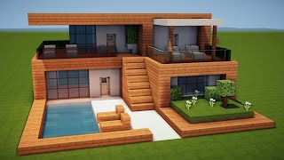 MODERNES HOLZ HAUS in MINECRAFT bauen TUTORIAL HAUS 233 [upl. by Husein]