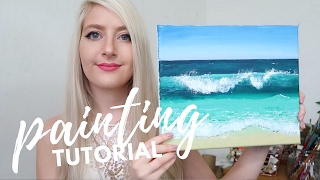 PAINTING TUTORIAL Acrylic Ocean for Beginners  Katie Jobling Art [upl. by Linet159]