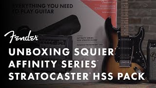 Unboxing The Squier Affinity HSS Stratocaster Pack  Fender [upl. by Tobi966]