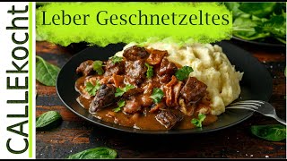 Lebergeschnetzeltes in ApfelZwiebelsoße Das Pfannen  Rezept [upl. by Holt]