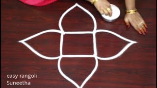 Creative rangoli muggulu with 2 dots  easy rangoli amp kolam designs by Suneetha [upl. by Dougherty]