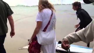 Lady goes crazy at Venice beach over stingray catch [upl. by Aisyle]