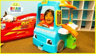 Ryan Pretend Play with Food Cooking Truck and Kitchen Playset [upl. by Matta236]