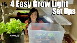 4 Easy Grow Light Set Ups for Starting Seeds Indoors  Spring Garden Series [upl. by Llehcal779]