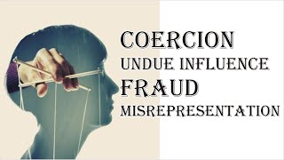 Coercion Undue Influence Fraud Misrepresentation  Indian Contract Act 1872  Law Guru [upl. by Assilram107]