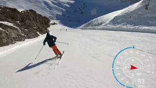 The Sarenne Alpe d’Huez 2019 in 4k skiing over 100 KPH longest black run in Europe [upl. by Tudela134]