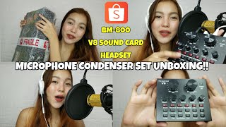 SUBUKAN NATIN ANG BM800 CONDENSER MICROPHONE SET FROM SHOPEE UNBOXINGampTRYON Claudiee101 [upl. by Celio]