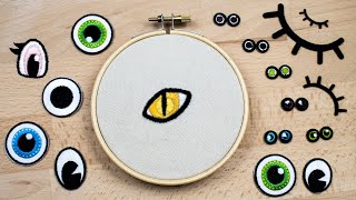 HOW TO EMBROIDER PLUSHIES EYES  DIY Patches  Free Pattern [upl. by Sianna]