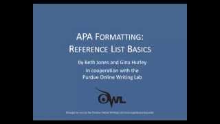 Purdue OWL APA Formatting Reference List Basics [upl. by Saire]