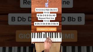 Giornos Theme EASY Piano Tutorial with Letter Notes Shorts [upl. by Suryt]