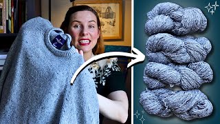 How To Unravel Thrifted Sweaters For Luxurious Yarn On A Budget [upl. by Ydnyl]