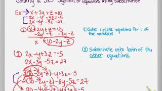 35 Solving a 3x3 System of Equations Using Substitution [upl. by Napas]