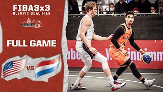 USA v Netherlands  Mens  Full Game  FIBA 3x3 Olympic Qualifier  3x3 Basketball [upl. by Marcellus]