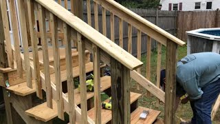 How To Add a Railing to a Stairway Easy DIY Project [upl. by Sorensen]