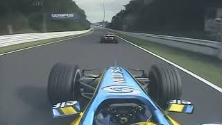 Alonso overtake Schumacher onboard 2005 Japan [upl. by Nnawtna]