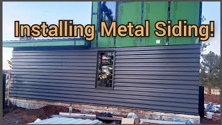 Installing Metal Siding  DIY Cabin Build [upl. by Wohlen702]