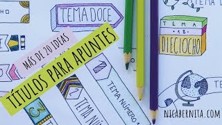 TÍTULOS BONITOS y FÁCILES para decorar apuntes 📚 MÁS DE 20 IDEAS para decorar cuadernos [upl. by Lela]