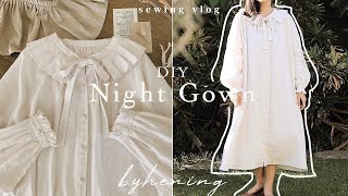 DIY Nightgown 🌘  Cottagecore Night Dress Sewing Tutorial With Pattern [upl. by Aivatra]