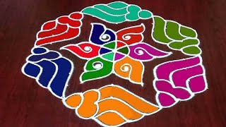 Latest Easy 13x7 dots Shankh Rangoli Kolam  Dhanurmasam Muggulu  Rangoli World [upl. by Abba]