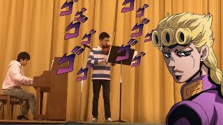 Playing Giorno’s theme at a school cultural event Piano Violin Duet [upl. by Nylad]