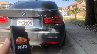 F30 335i N55 MHD tuned Full Straight Pipe Gunshot Burbles [upl. by Rehpotsirahc]