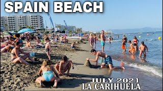 LA CARIHUELA TORREMOLINOS MALAGA SPAIN LATEST BEACH WALK UPDATES IN JULY 2021 4K [upl. by Krissie]