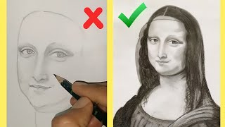 HOW TO DRAW MONALISA Step by step for beginners  PENCIL DRAWING [upl. by Arihsa]