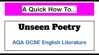 How To AnswerUnseen Poetry AQA Lit Paper 2 [upl. by Eelhsa]