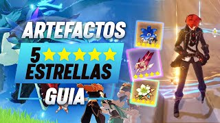 Como conseguir ARTEFACTOS 5 ⭐ ESTRELLAS  Guía de artefactos legendarios  Genshin Impact [upl. by Jarnagin]