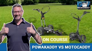 PowaKaddy CT6 GPS vs Motocaddy M3 GPS  Golf Trolley Comparison  Golf Gear Direct [upl. by Lyrac691]