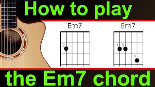 How to play Em7 on guitar The E minor 7 or E min 7 guitar chord easy guitar lesson [upl. by Karney]